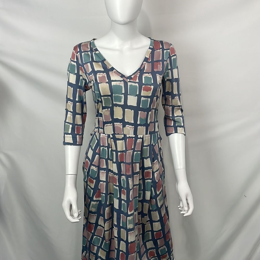 Max Mara Multi Square Print Fit Flare Dress